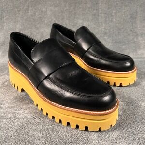 Palomitas Paloma Barceló Black Leather Loafers Platform Yellow Women EU 40 Spain